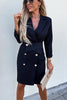 Double Breasted Gold Button Blazer Dress