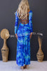Slay The Night Tie-dye Print Back Lace Up Ruched Slit Maxi Dress