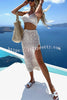 Merissa Knit Halter Tank and Hollow Out Drawstring Elastic Waist Slit Skirt Set