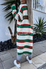 Striped Side Pocket Buttonless Long Sleeve Knit Cardigan