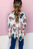 Print Cuffed Sleeves Peplum Blouse