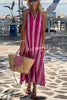 Pretty In Pink Ethnic Print Relaxed Vacation Midi Dress