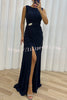 Pretty Special Pleated Embellished Slit Evening Maxi Dress