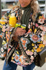 Vintage Flower Print Button Up Quilted Sherpa Jacket
