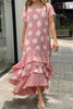 Flowy Polka Dots Pocketed Tiered A-line Maxi Dress