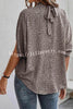 Printed Slit Dolman Sleeve Tie Shirt