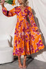 Feeling Loved Floral Print Back Cutout Pleated Midi Dress