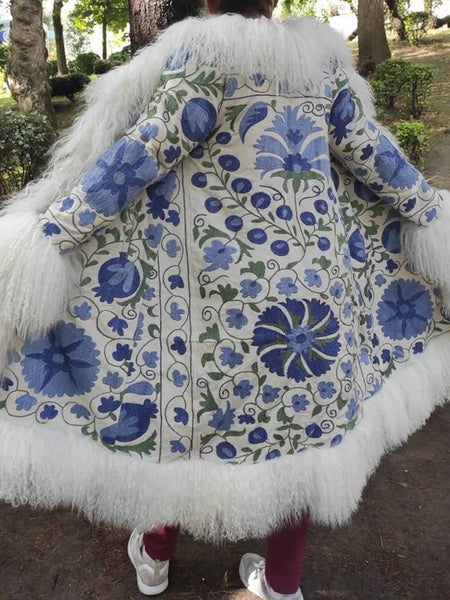 Bohemia Long Sleeves Floral Printed Feathers Warm Cardigan Coats