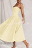 Solid Color Buttonless Bandeau Side Pocket Midi Dress