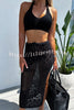 Merissa Knit Halter Tank and Hollow Out Drawstring Elastic Waist Slit Skirt Set