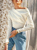 Stylish Long Sleeves Asymmetric Neck Solid Color T-Shirts Tops