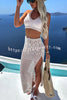 Merissa Knit Halter Tank and Hollow Out Drawstring Elastic Waist Slit Skirt Set