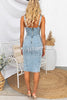 This Seasons Staple Denim Adjustable Straps Zip-up Firm Stretch Midi Dress