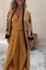Retro Geometric Ethnic Print Open Front Slit Duster Kimono