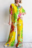 Savina Colorful Floral Print Button Down Oversized Blouse