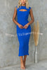 Lilipretty Raise A Toast Textured Material Cutout Back Lace-up Stretch Midi Dress