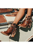 Buckle Peep Toe Chunky Heels Boots