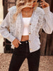 Long Sleeves Buttoned Ruched Embroidered V-Neck Sweater Tops