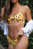 Unique Printed Cutout Suspender Bikini