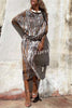 Sunset Cruise Tie-dye Print Dolman Sleeve Stretch Midi Dress
