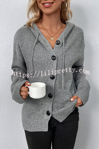 Hooded Single Breasted Drawstring Long Sleeved Top