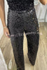 Glitzy Glamour Sequin High Rise Elastic Waist Wide Leg Pants