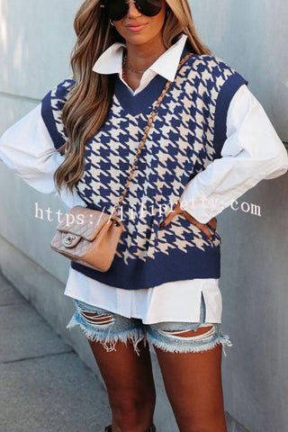 Beauty Brains Houndstooth Knit Sweater Vest