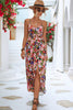 Harvest Sunshine Floral Backless Slit Midi Dress