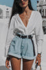 High Waist A Line Denim Shorts