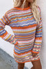 Rainbow Striped Pullover Mid-length Sweater