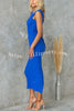 Lilipretty Raise A Toast Textured Material Cutout Back Lace-up Stretch Midi Dress