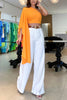Feelin' Yourself One Shoulder Ruffle Sleeve Back Lace-up Crop Top