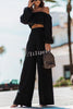 Off Shoulder Casual Top High Waist Straight Leg Pants Set
