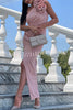 Beautiful Minds Rose Design One Shoulder Ruched Slit Maxi Dress