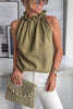 Whitney Cotton Blend Halter Tie Neck Tank Top