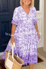 V Neck Floral Print Elastic Waist Maxi Dress