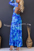Slay The Night Tie-dye Print Back Lace Up Ruched Slit Maxi Dress