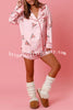 New Year's Eve Fun Ornament Printed Elastic Waist Pocket Pajama Shorts Set