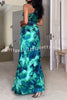 Mystine Floral Print One Shoulder Cutout Waist Slit Maxi Dress
