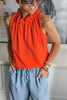Whitney Cotton Blend Halter Tie Neck Tank Top