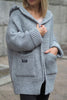 Pocket Hooded Button Oversized Cardigan
