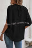 Printed Slit Dolman Sleeve Tie Shirt