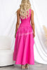 Ruisa Cotton Blend One Shouder Cutout Asymmetrical High Low Maxi Dress
