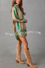 Karlowe Satin Multi Printed Button Down Shirt Mini Dress