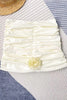 Three Piece Suspender Pleated Three Dimensional Flower Bikini Set