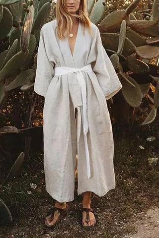 Roomy linen Kimono With Belt