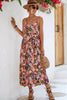 Harvest Sunshine Floral Backless Slit Midi Dress