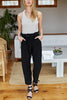 Pockets Belted Straight-leg Pants