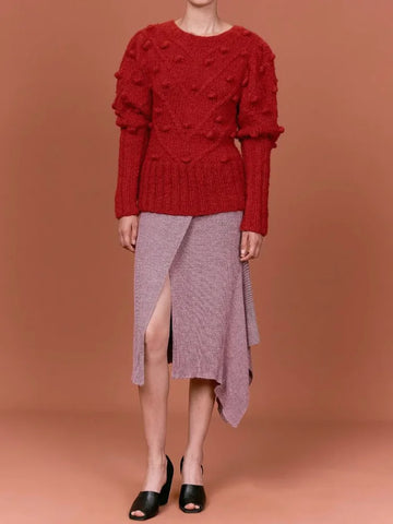 Bohemia Round-Neck Crochet Jacquard Solid Color Sweater Tops