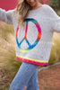 Lilipretty Love and Peace Knit Rainbow Pattern Loose Pullover Sweater